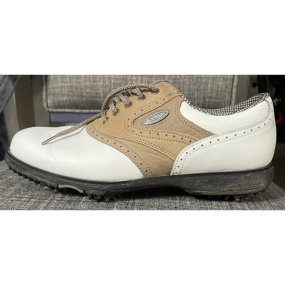 Womens FootJoy Golf Saddle Shoes Size 6.5 Soft-Joys Terrains White‎ Tan 98308